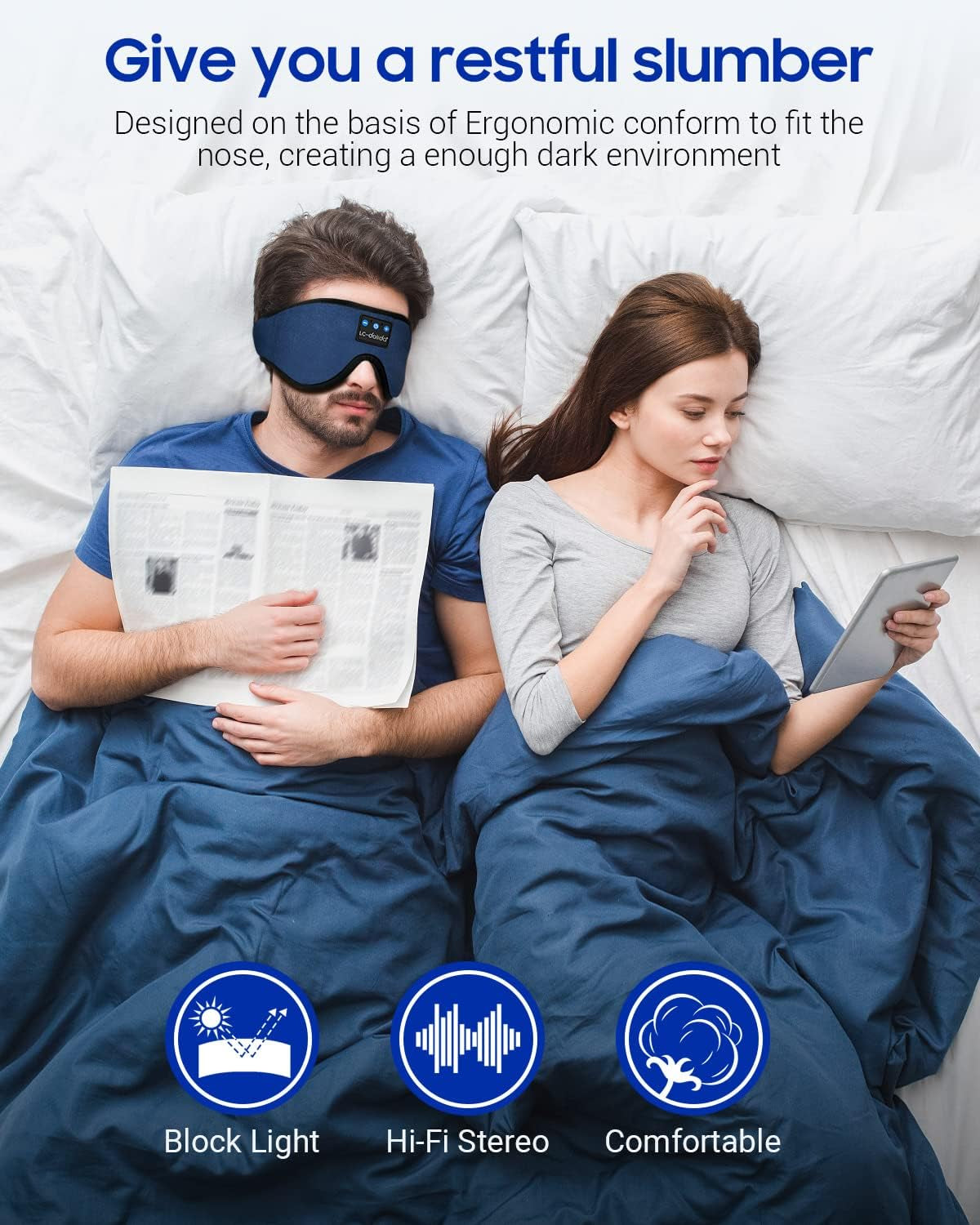 Ultra-Comfortable Bluetooth Sleeping Headphones Eye Mask - 3D Wireless Music Sleep Cover for Side Sleepers, Perfect for Naps & Travel - Ideal Gift for Everyone!