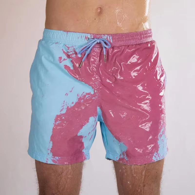 When Exposed to Water, Beach Shorts, Warm-Feeling Color-Changing Shorts Hot Style Swimming Trunks That Change Color