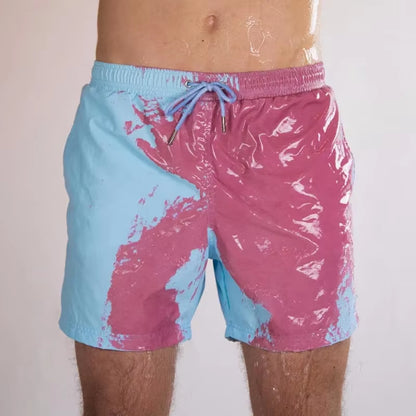 When Exposed to Water, Beach Shorts, Warm-Feeling Color-Changing Shorts Hot Style Swimming Trunks That Change Color