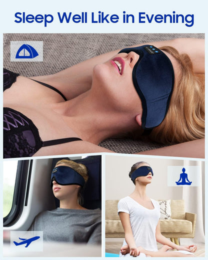 Ultra-Comfortable Bluetooth Sleeping Headphones Eye Mask - 3D Wireless Music Sleep Cover for Side Sleepers, Perfect for Naps & Travel - Ideal Gift for Everyone!