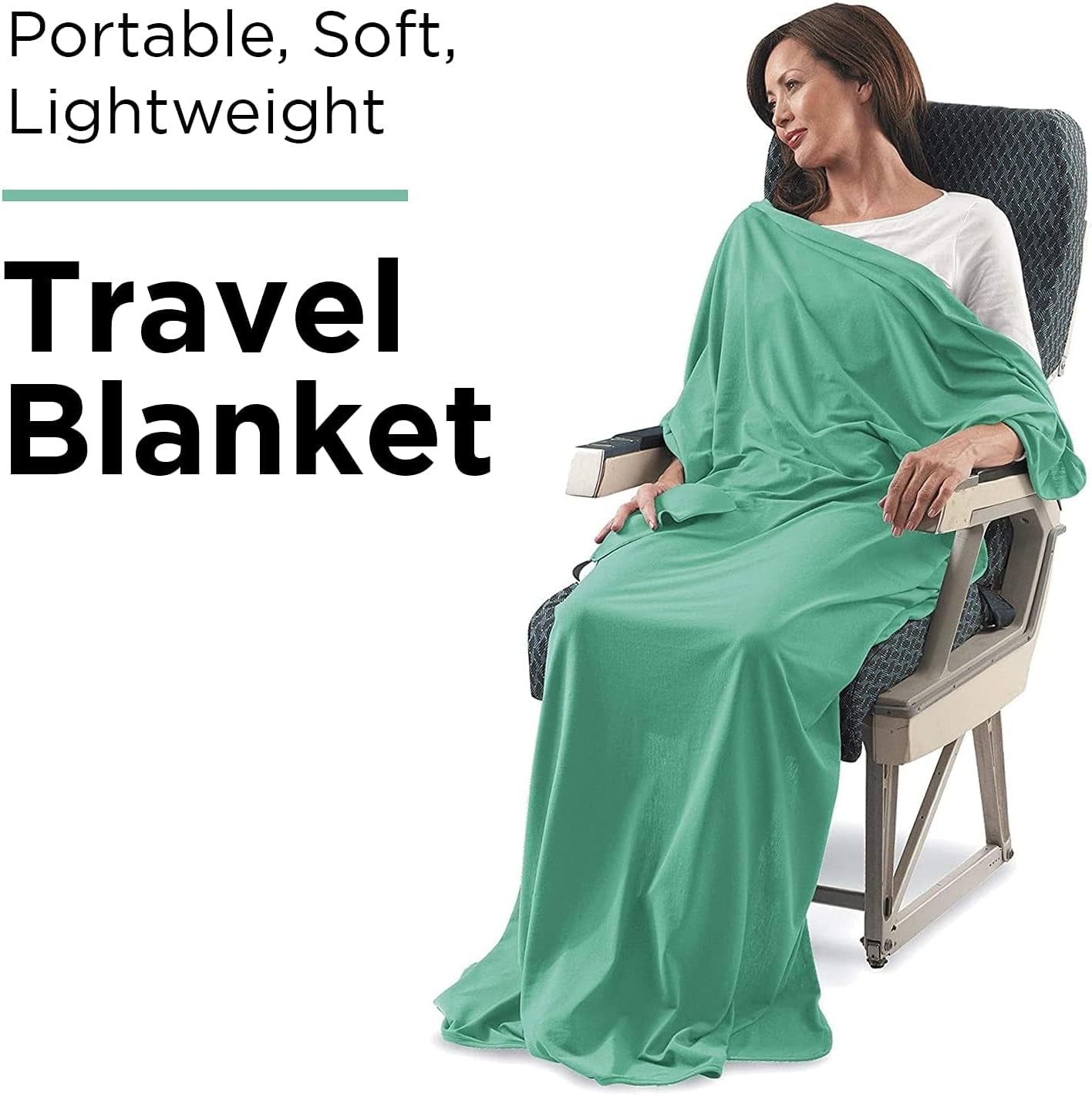 Airplane Travel Blanket | Compact Throw Blanket for Camping and Hiking | Converts into a Pillow | Travel Gift | Soft Jersey Knit | Fits in Backpack | Attaches to Luggage | Travel Essential